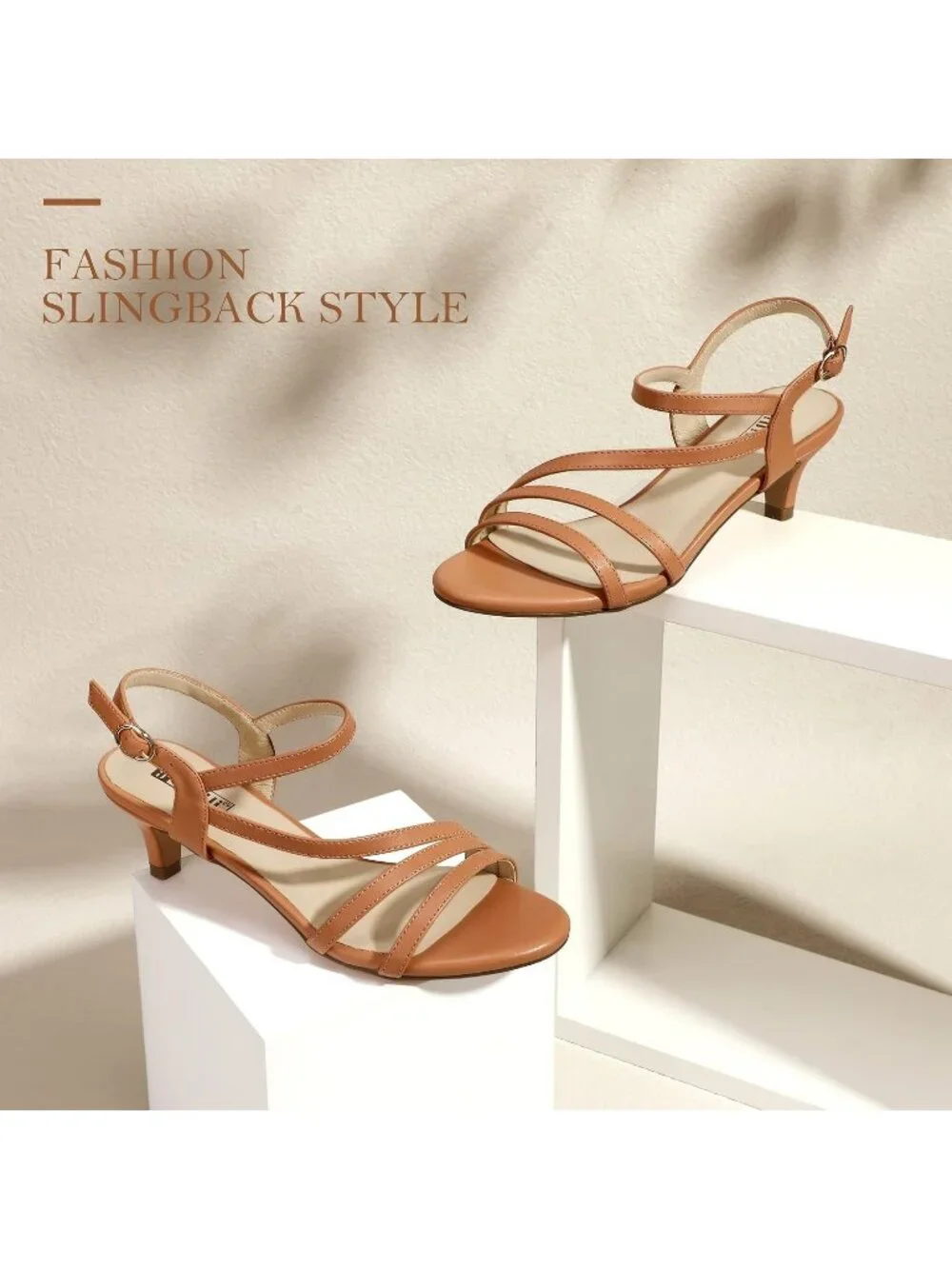 Women's Nude PU Low Kitten Heels Open Toe Heel Buckle Ankle Strap Sandals_4